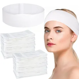 100 Pcs Disposable Spa Headband for Women, Stretch Non-woven Disposable Skincare Facials Headbands Facial for Women Makeup, Esthetician Supplies, Spa