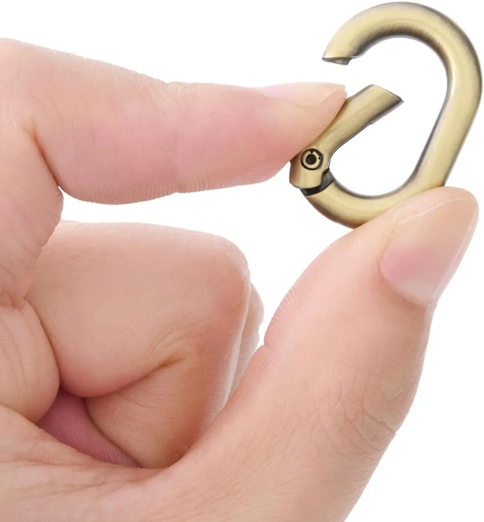 10Pcs Metal Spring Oval Rings Round Carabiner Key Ring Clip for Keychain Buckle, Purse Hardware, DIY Crafts (Brass,3/4 inch)