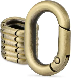 10Pcs Metal Spring Oval Rings Round Carabiner Key Ring Clip for Keychain Buckle, Purse Hardware, DIY Crafts (Brass,3/4 inch)