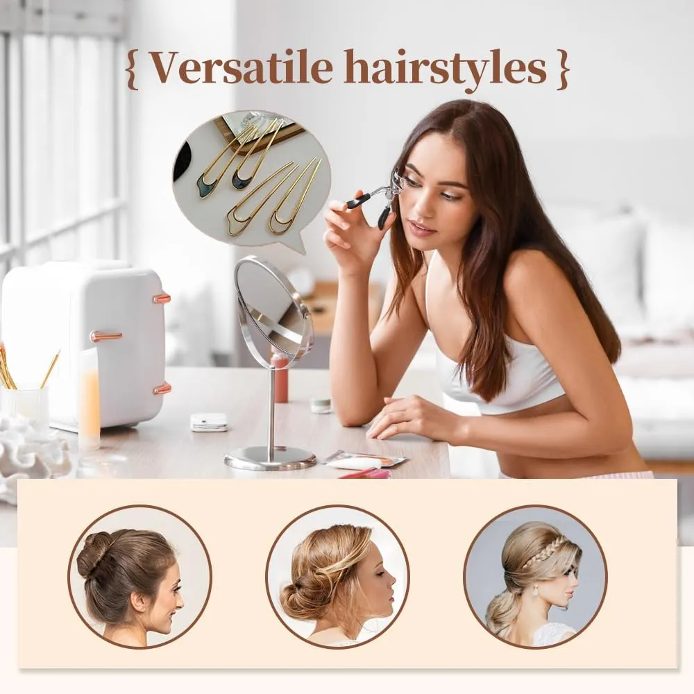 2024 Upgrade French Hair Pin for Women - U Shaped Metal Vintage Hair Sticks Hairstyle (Gold)