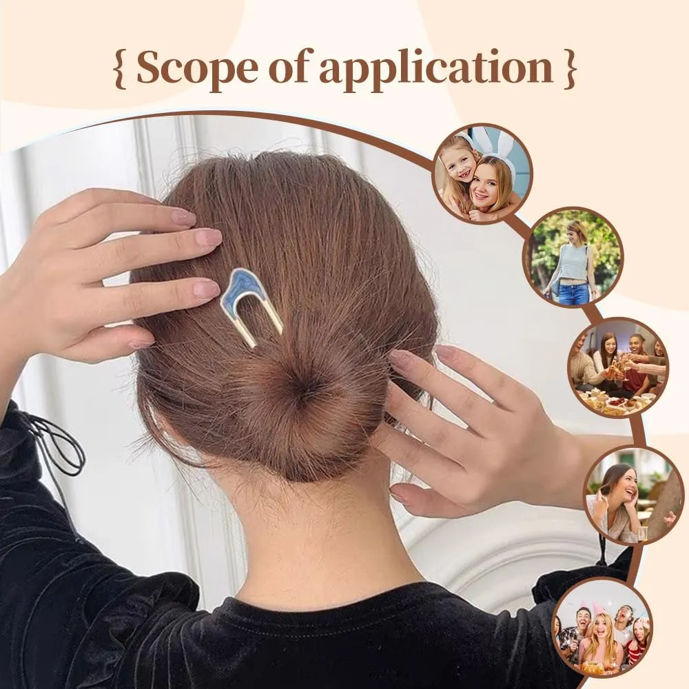 2024 Upgrade French Hair Pin for Women - U Shaped Metal Vintage Hair Sticks Hairstyle (Gold)