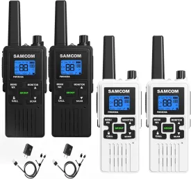 4 Long Range Walkie Talkies Rechargeable for Adults SAMCOM NOAA 2 Way Radios Walkie Talkies- FRS Two Way Radios with Earpiece Group Call Flashlight VOX SCAN NOAA Weather Alert and USB Charger Battery
