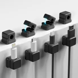 8-Pack Magnetic Cable Clips, Cord Holder, Cord Organizer for Nightstand, Adhesive Cord Organizer, Stable Charging Wire Management for Desk/Nightstand/Wall, Home Office & Gaming Setup(Black)
