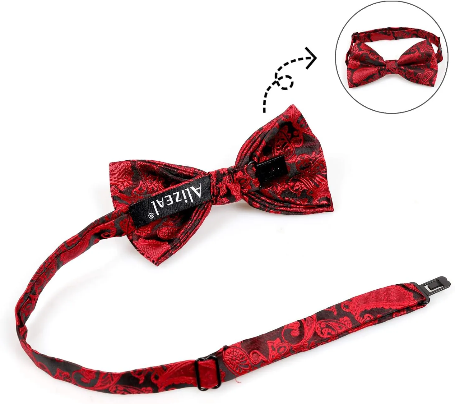 Alizeal Mens Paisley Bow Tie, Pocket Square, Cufflinks Set
