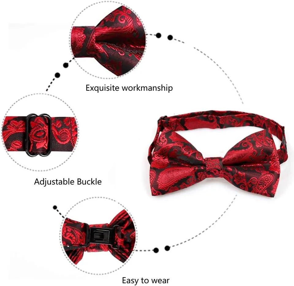 Alizeal Mens Paisley Bow Tie, Pocket Square, Cufflinks Set