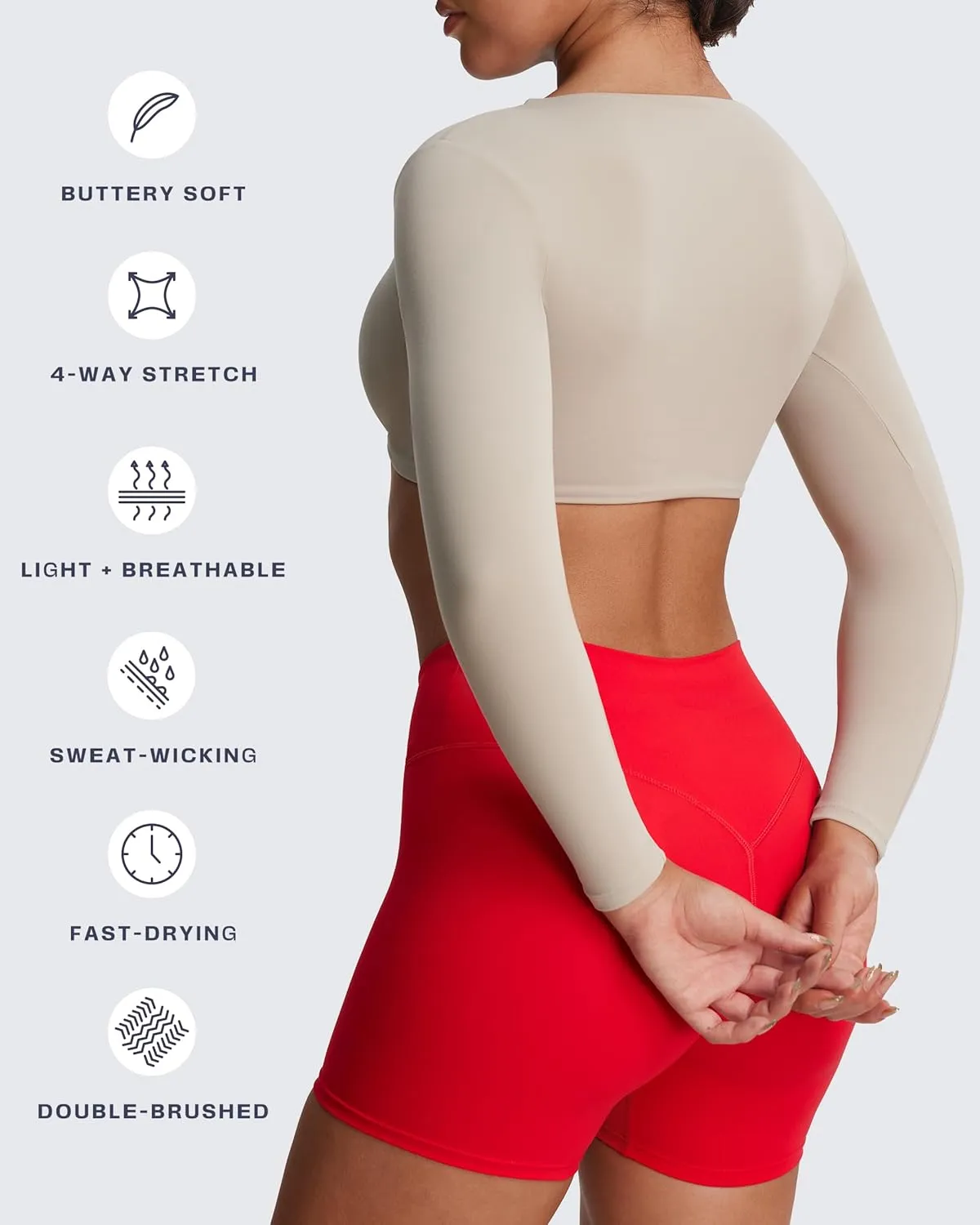Aoxjox Long Sleeve Crop Tops for Women Sienna Twist Deep V Workout Cropped T Shirt Top
