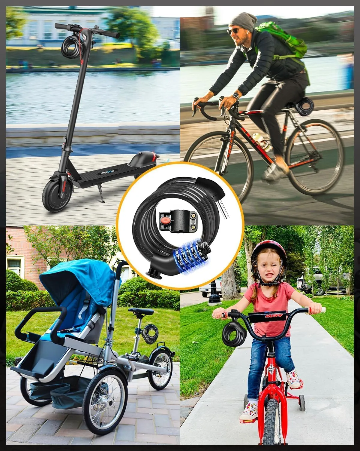 Bike Lock Cable with Combination,High Security 5-Digit Resettable Combination Bicycle Lock Anti-Theft, with Mounting Bracket for Bikes and Scooters