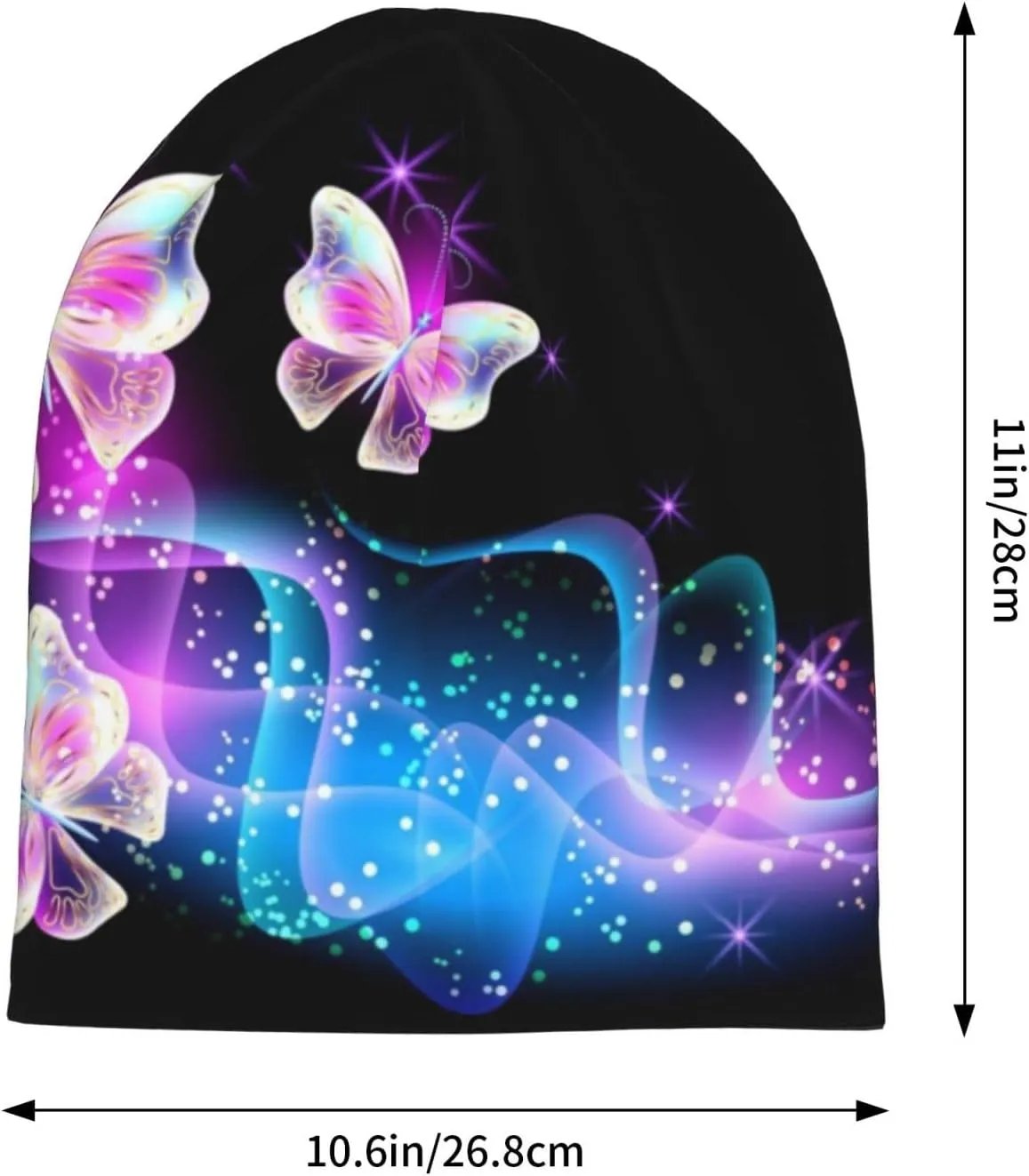 Butterfly Pattern Beanie Chemo Hat Cancer Headwear Knitted Hats Baggy Slouchy Scarf Cap for Adults Women Men