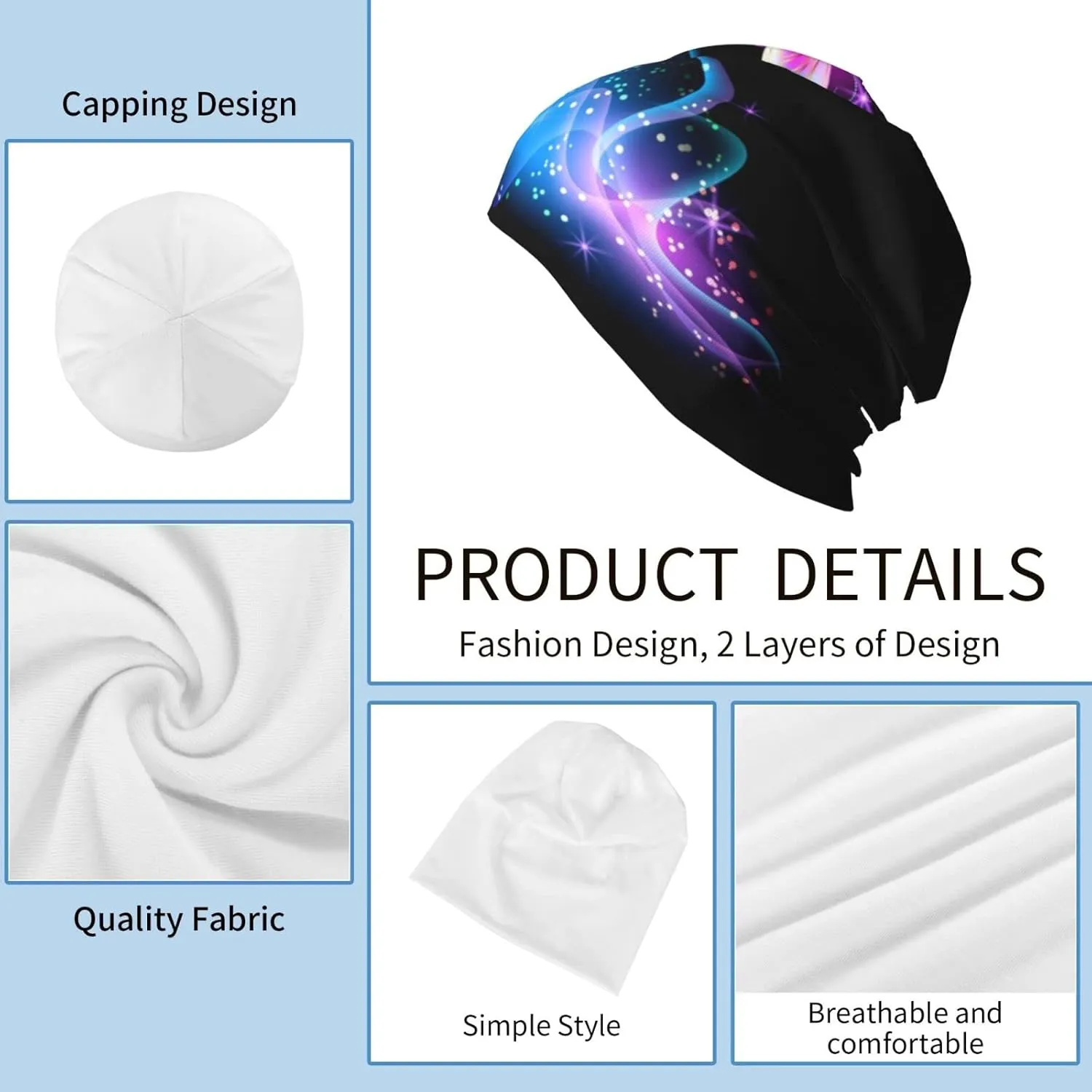 Butterfly Pattern Beanie Chemo Hat Cancer Headwear Knitted Hats Baggy Slouchy Scarf Cap for Adults Women Men