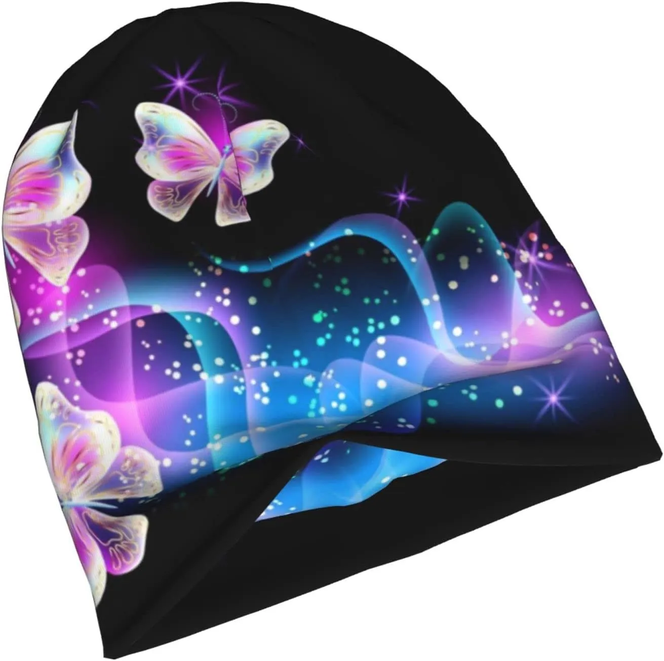 Butterfly Pattern Beanie Chemo Hat Cancer Headwear Knitted Hats Baggy Slouchy Scarf Cap for Adults Women Men