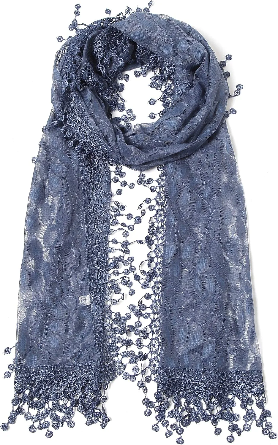 Cindy and Wendy Lightweight Soft Leaf Lace Fringes Scarf shawl for Women