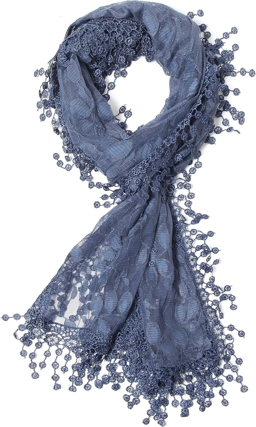 Cindy and Wendy Lightweight Soft Leaf Lace Fringes Scarf shawl for Women