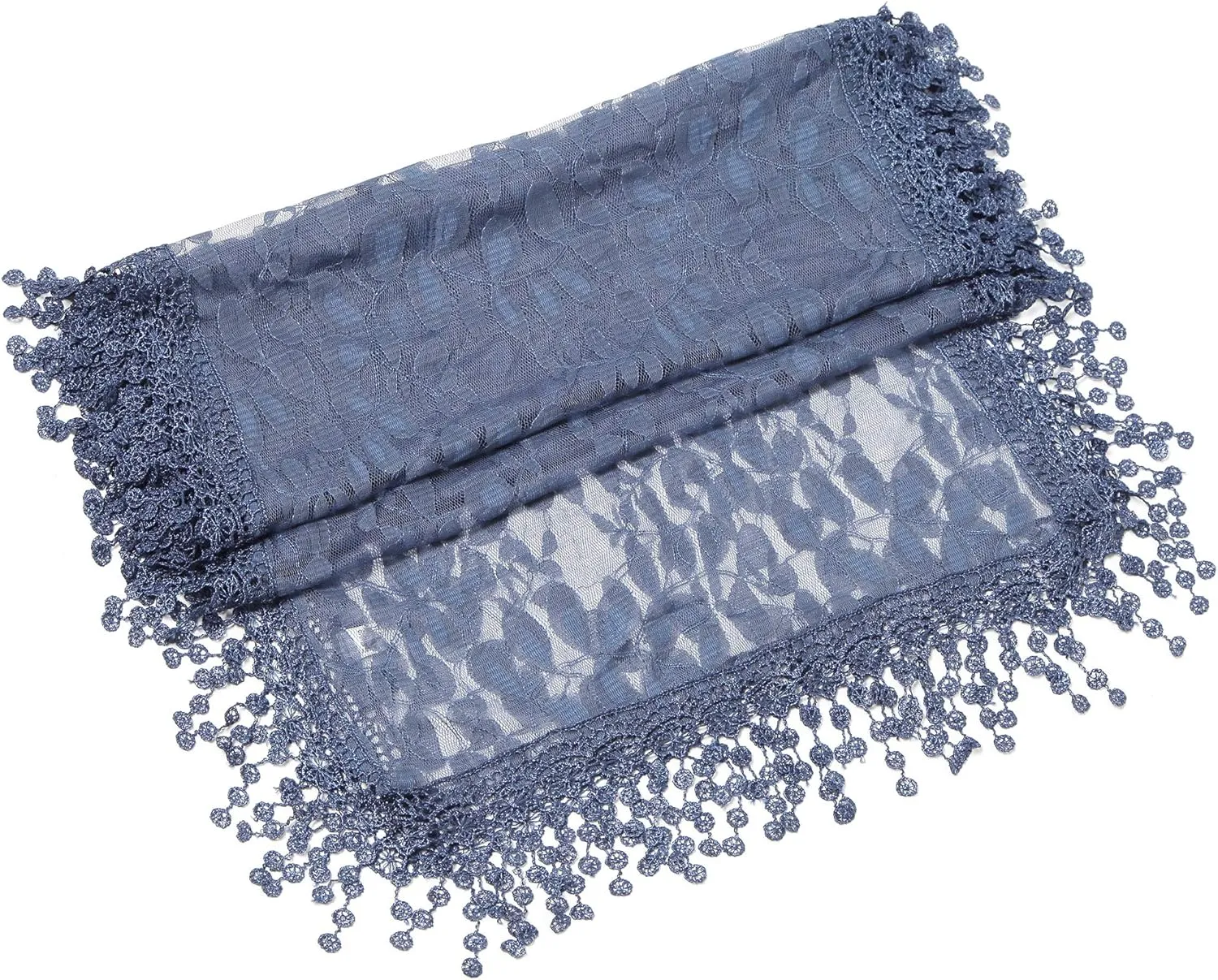 Cindy and Wendy Lightweight Soft Leaf Lace Fringes Scarf shawl for Women