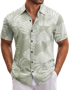 COOFANDY Mens Hawaiian Tropical Shirt Short Sleeve Casual Button Down Floral Summer Beach Shirts with Pocket