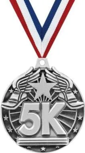 Crown Awards 5K Medals - 2" Silver 5K Race Medals