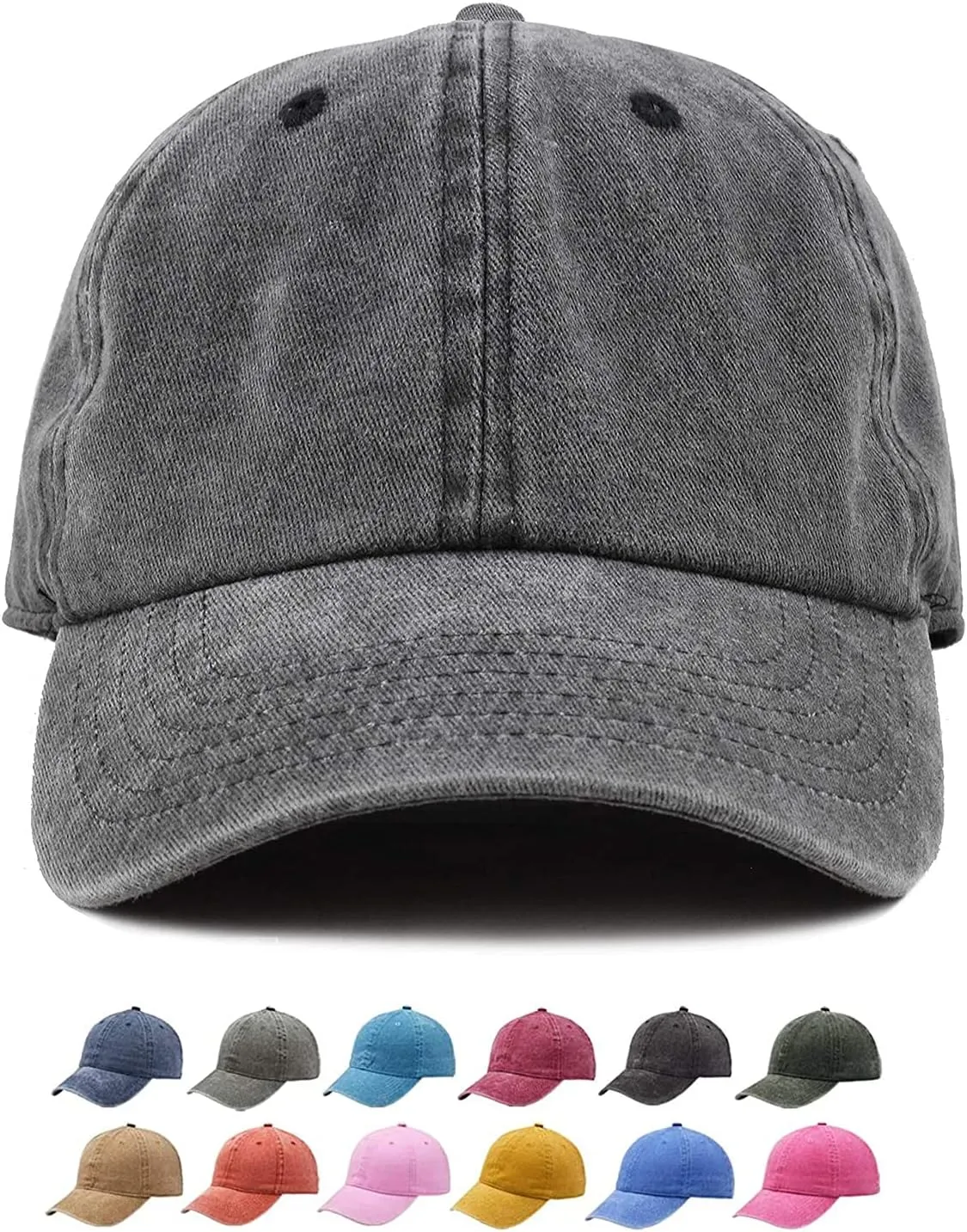 Custom Your Picture Text Logo Unisex Vintage Washed Personalized Plain Adjustable Denim Hat Baseball Cap