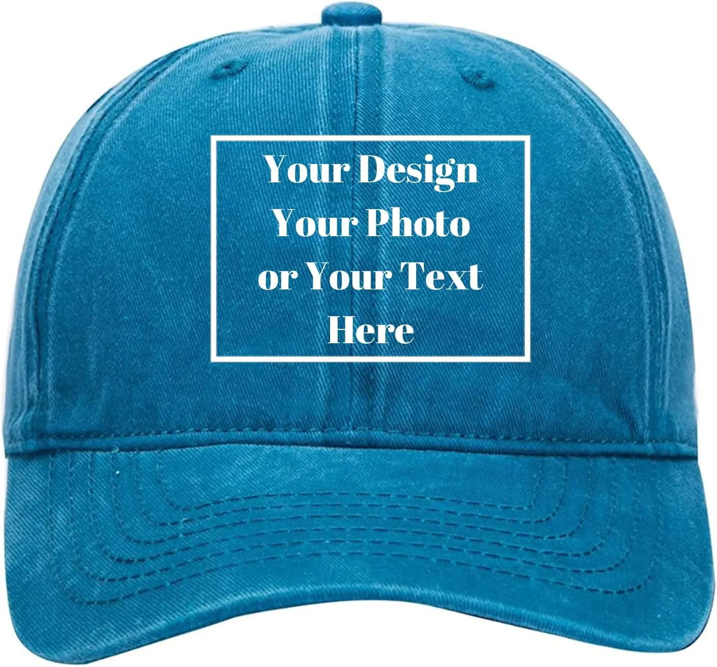 Custom Your Picture Text Logo Unisex Vintage Washed Personalized Plain Adjustable Denim Hat Baseball Cap