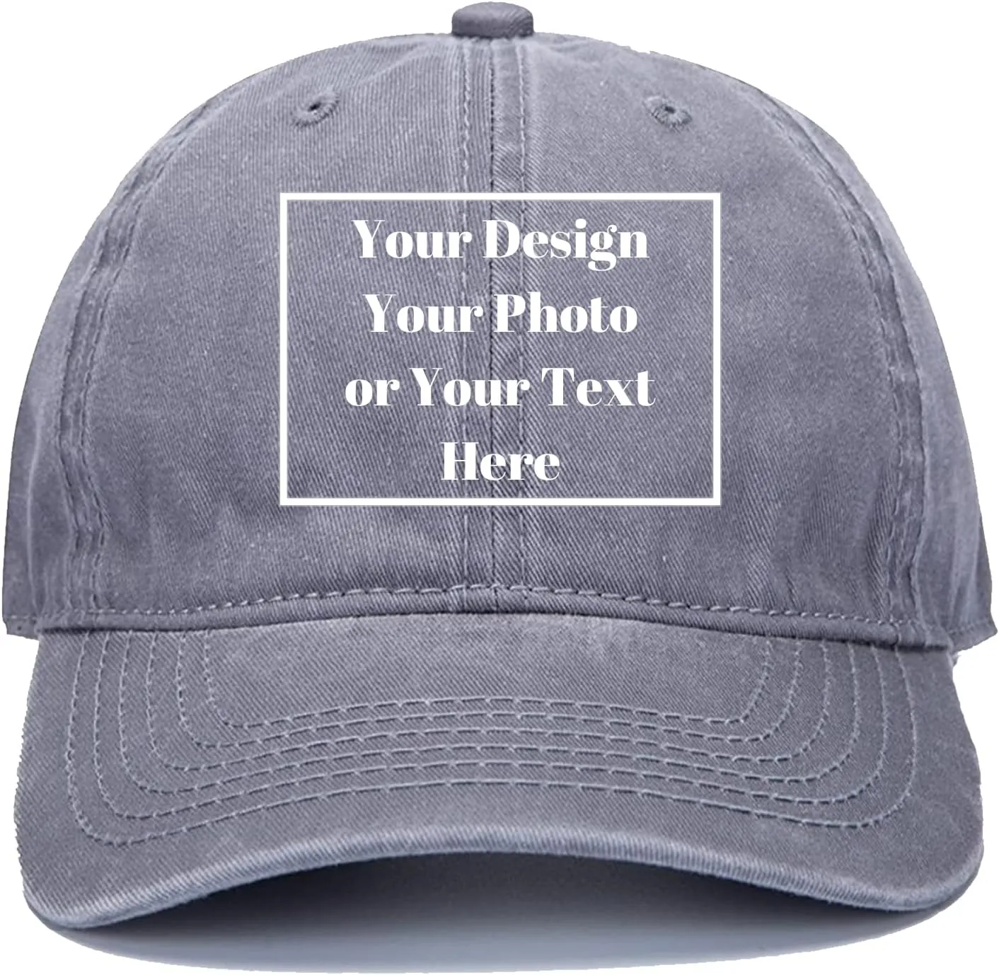 Custom Your Picture Text Logo Unisex Vintage Washed Personalized Plain Adjustable Denim Hat Baseball Cap