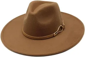 DHAEY Popular Large Brim Peach Heart Concave-Convex Wool Top Hat, Autumn and Winter Jazz Hat British Vintage Fashion Felt Hat Luopan Caps & Hats (Color : Light Coffee, Size : 56-58cm)