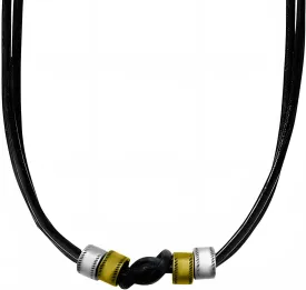 Double Leather Chain Rope Knot Necklace for Man&Women stainless Steel Beaded Necklace for Men Stylish Artistic