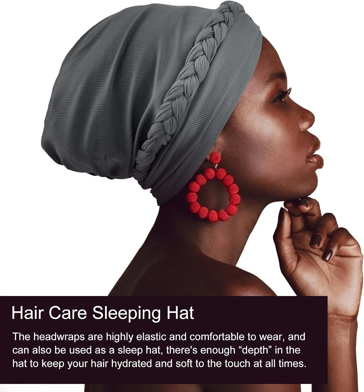 DRESHOW African Women Turban Caps Beanie Twist Headscarf Pre-Tied Double Twisted Braid Hair Cover Wrap Hat Chemo Cancer Cap