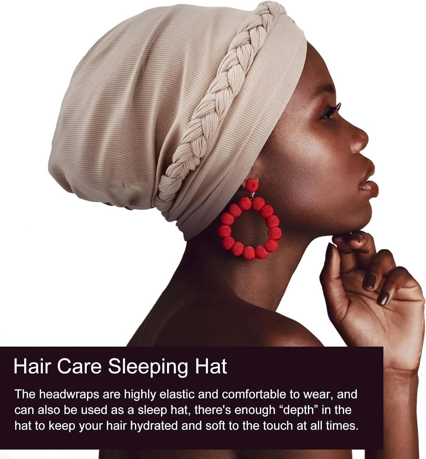 DRESHOW African Women Turban Caps Beanie Twist Headscarf Pre-Tied Double Twisted Braid Hair Cover Wrap Hat Chemo Cancer Cap