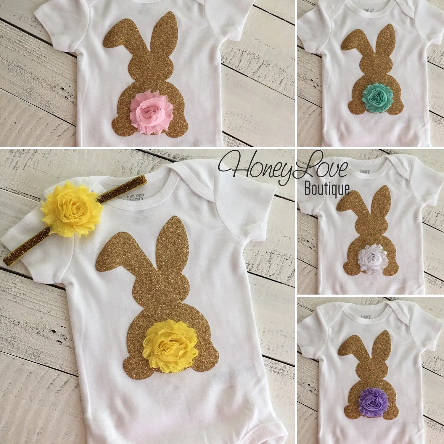 Easter Bunny glitter bodysuit - optional headband