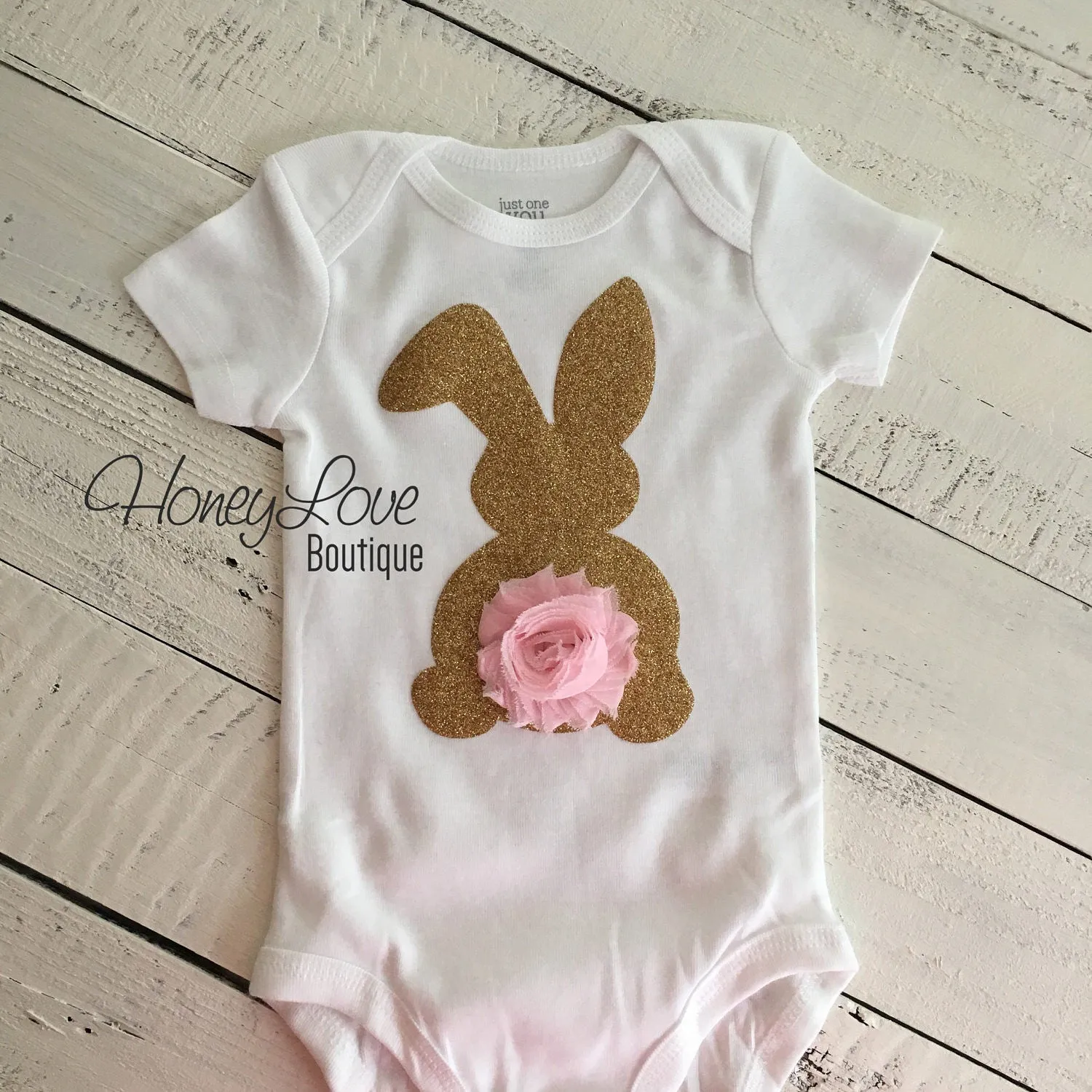 Easter Bunny glitter bodysuit - optional headband