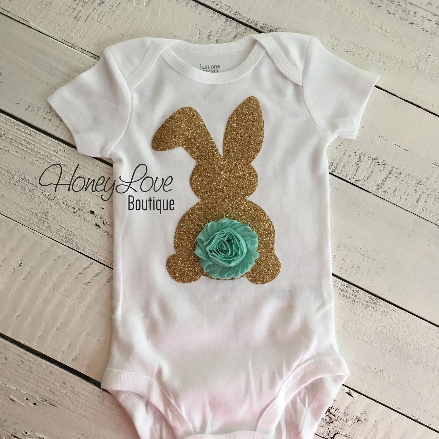 Easter Bunny glitter bodysuit - optional headband