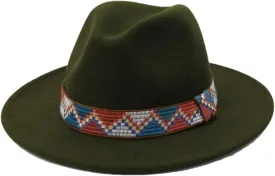 Fedora Hats Band Wide Brim Women Men Felted Jazz Cap Party Wedding Church Dress Hat Army EN8 59to61cm, Large