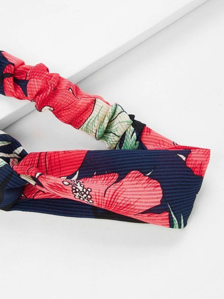Flower Print Twist Headband