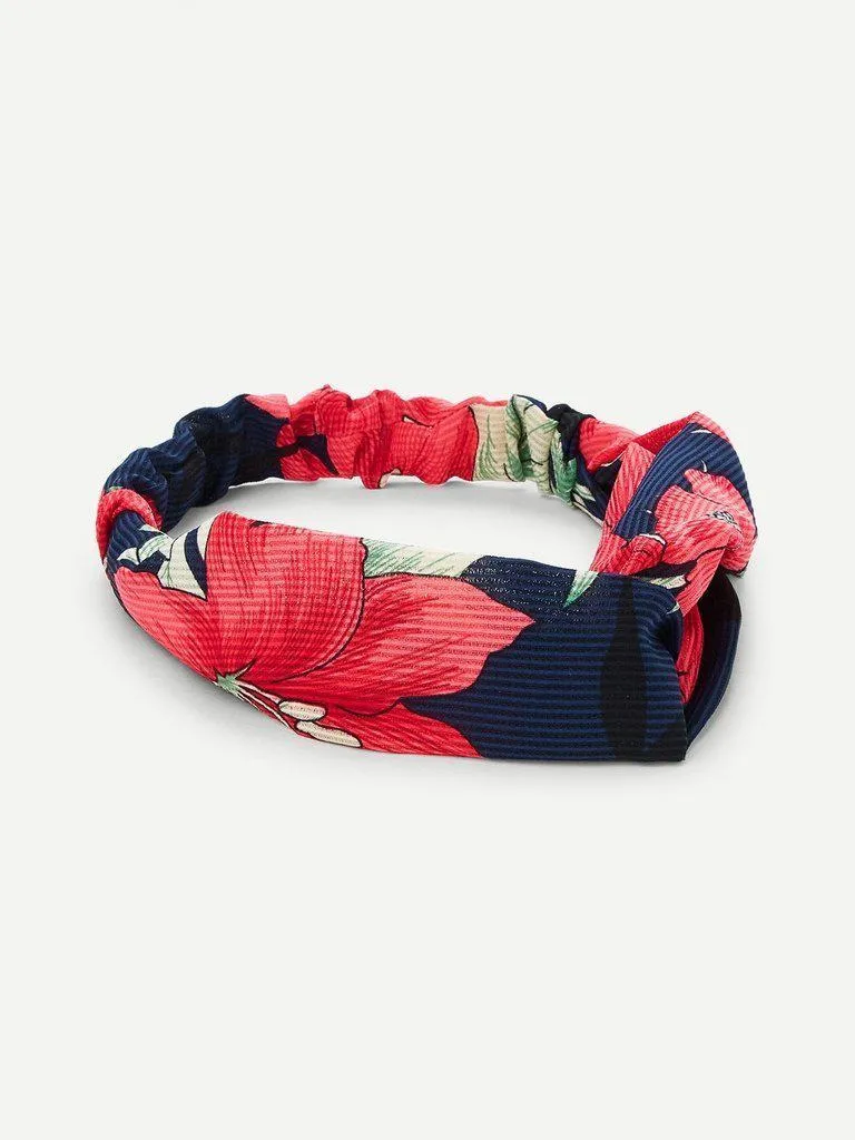 Flower Print Twist Headband