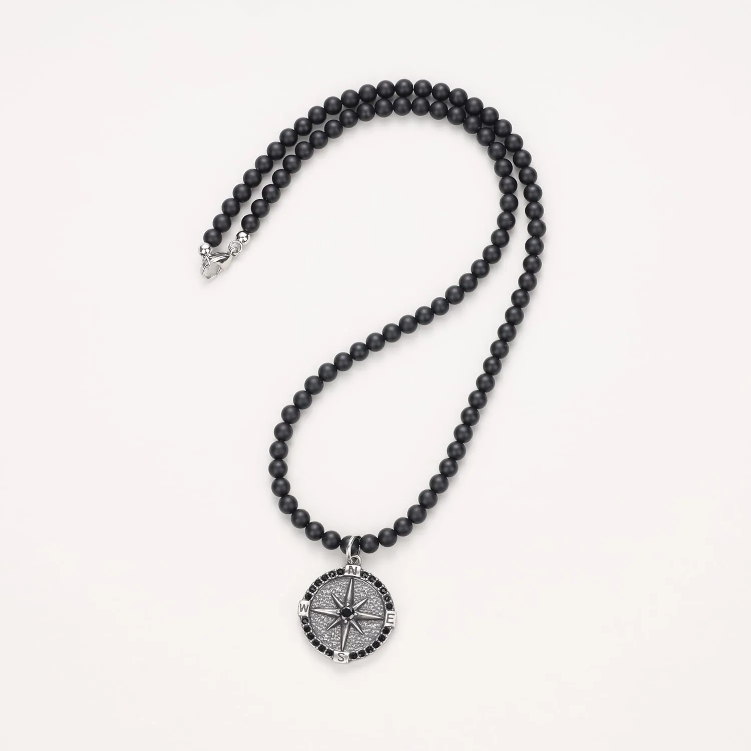 GAVU Vintage CZ Paved Compass Necklace for Men, Stainless Steel Necklace for Men20/22"/24"