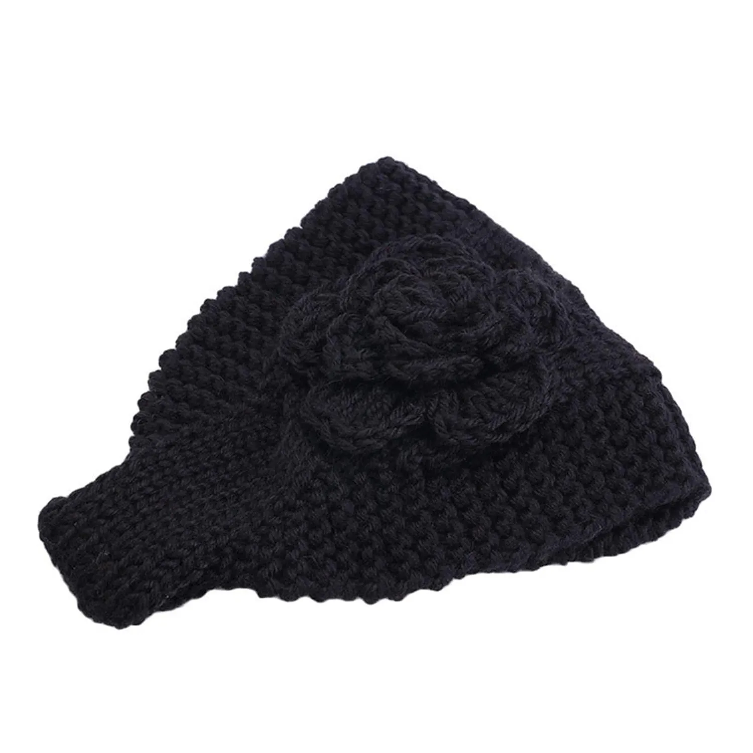 Handmade Crochet Flower Headwrap Knit Headband Women Warmer Ear Wool Wide Turban Hairband Bandage