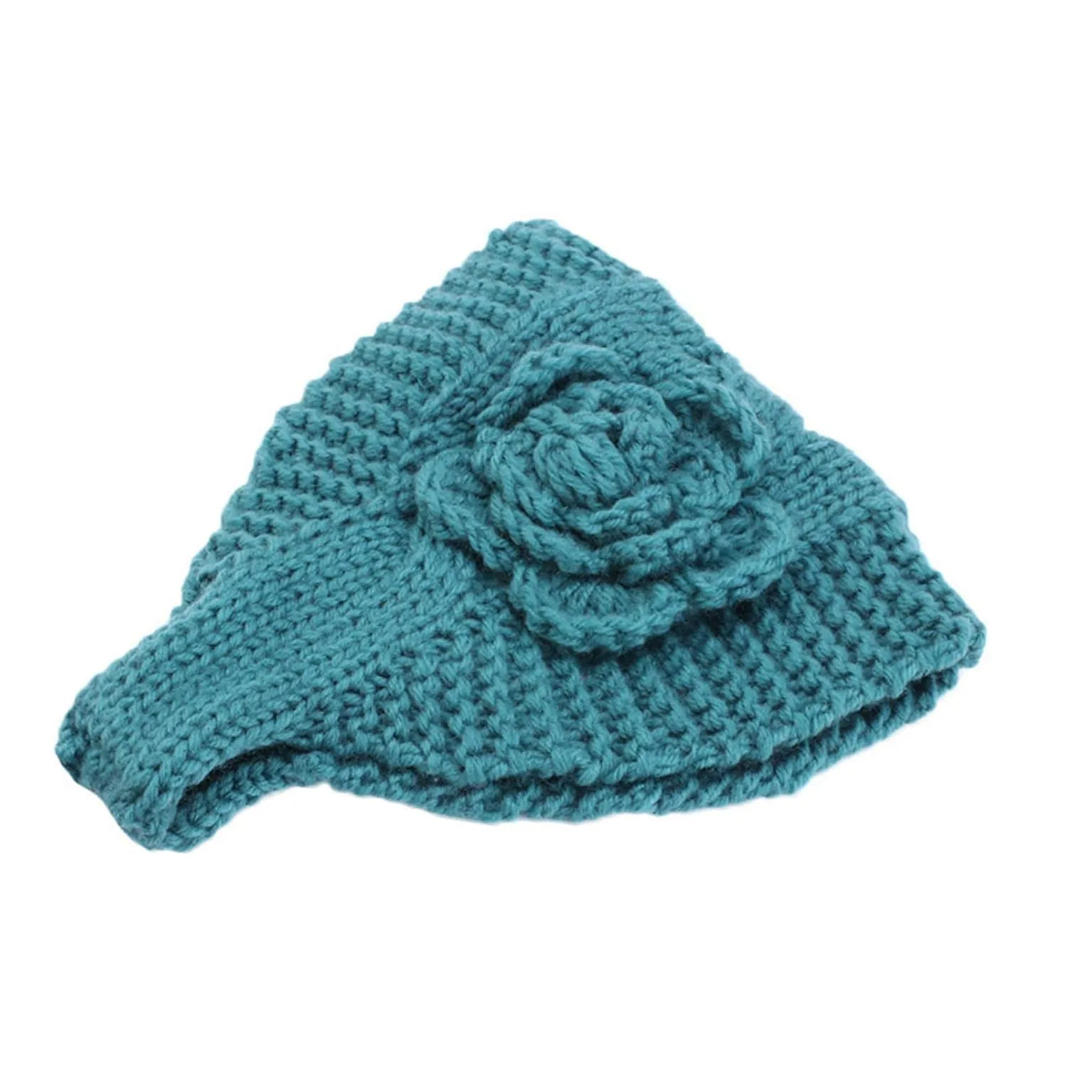 Handmade Crochet Flower Headwrap Knit Headband Women Warmer Ear Wool Wide Turban Hairband Bandage