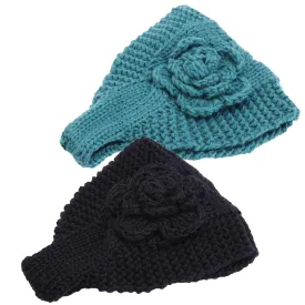 Handmade Crochet Flower Headwrap Knit Headband Women Warmer Ear Wool Wide Turban Hairband Bandage