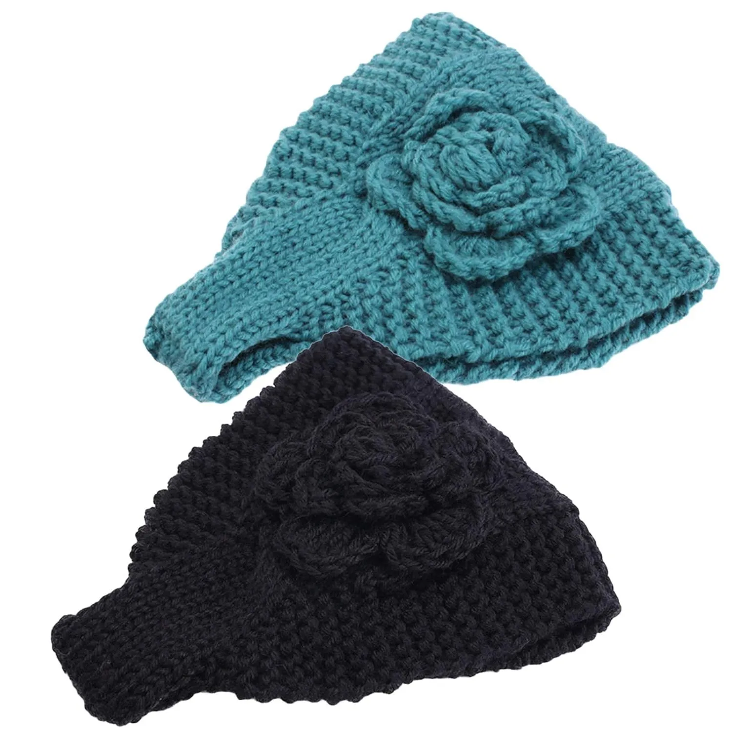 Handmade Crochet Flower Headwrap Knit Headband Women Warmer Ear Wool Wide Turban Hairband Bandage