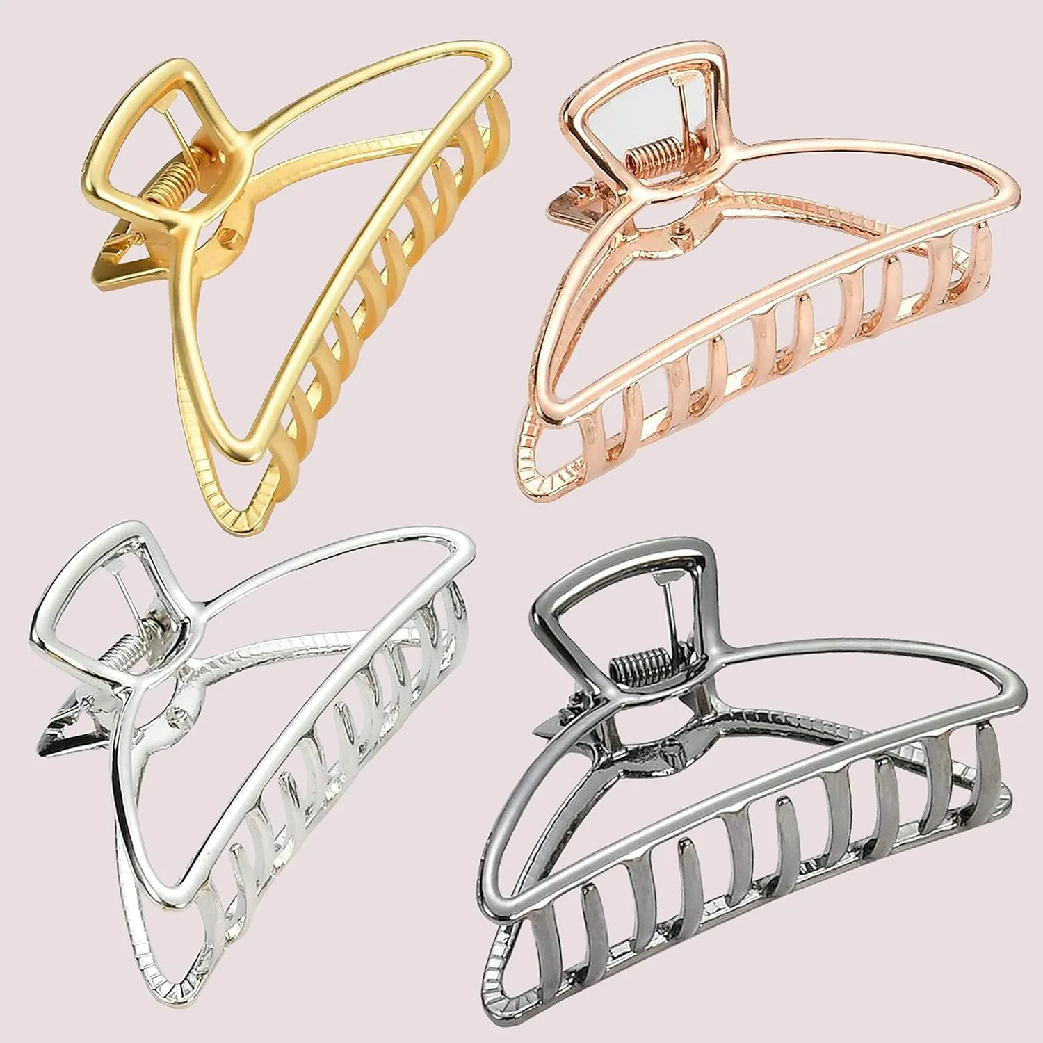 HH&LL Hair Clips, Metal Hair Claw Barrette Clamp Jaw for Women (2, Gold  Rose Golden)