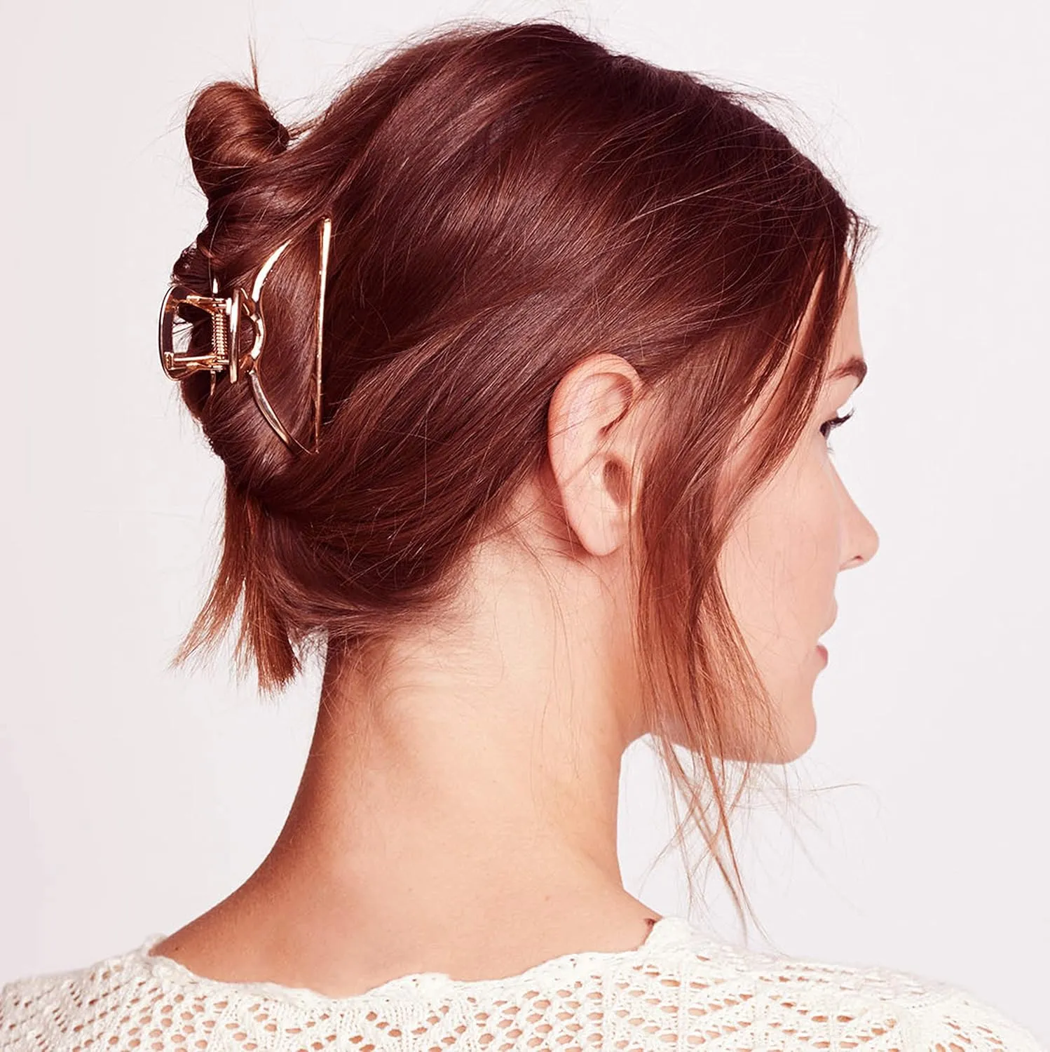 HH&LL Hair Clips, Metal Hair Claw Barrette Clamp Jaw for Women (2, Gold  Rose Golden)