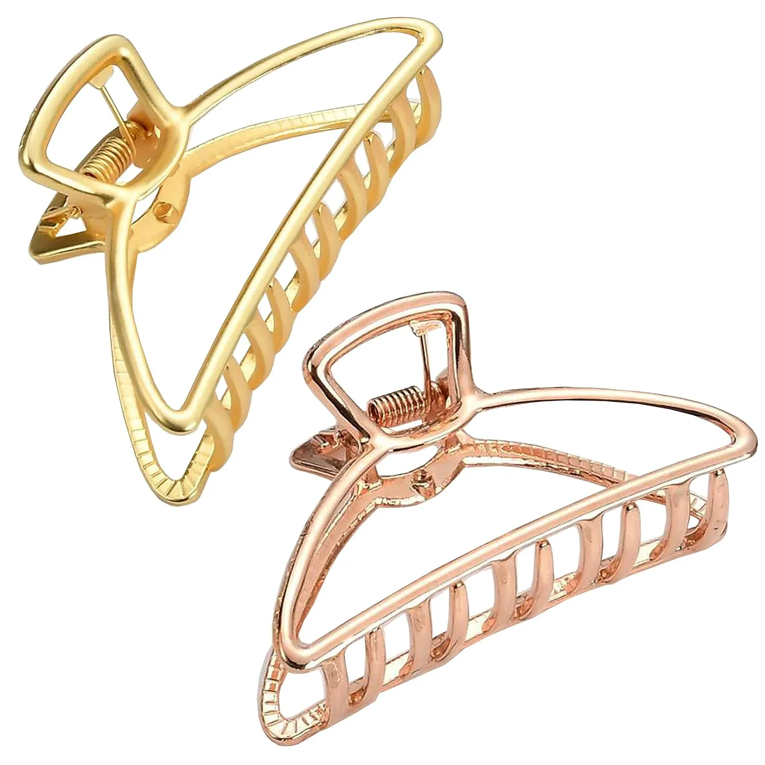 HH&LL Hair Clips, Metal Hair Claw Barrette Clamp Jaw for Women (2, Gold  Rose Golden)