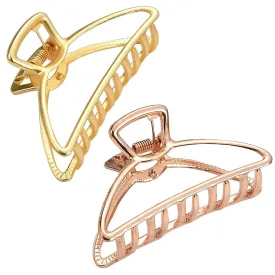 HH&LL Hair Clips, Metal Hair Claw Barrette Clamp Jaw for Women (2, Gold  Rose Golden)