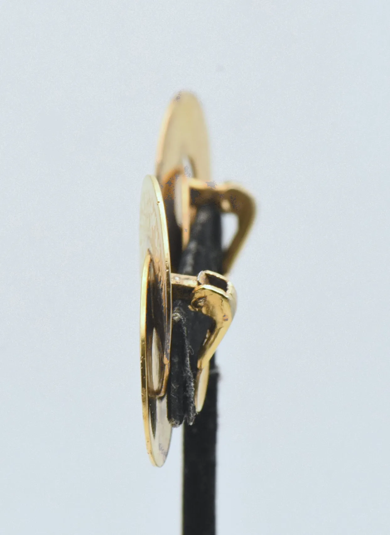 Ingenue - Vintage Gold Plated Sterling Silver Double "Coin" Clip On Earrings - READ DESCRIPTION