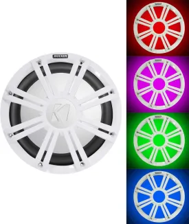 KICKER 45KM102 10" 350w Marine Boat Subwoofer SVC Sub KM10 White Grille w/LED's