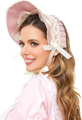 KUOIN Victorian Lace Bonnet Hat Colonial Headwear Carol Tea Party Costume Sun Cap for Women