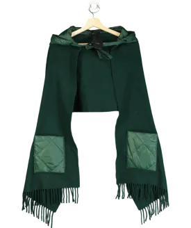 Maje Green Wool Hooded Scarf One Size