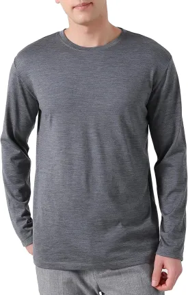 Mens 100% Merino Wool Base Layer Midweight Merino Wool Long Sleeve Thermal Shirts for Men, Ultra Comfort & Soft