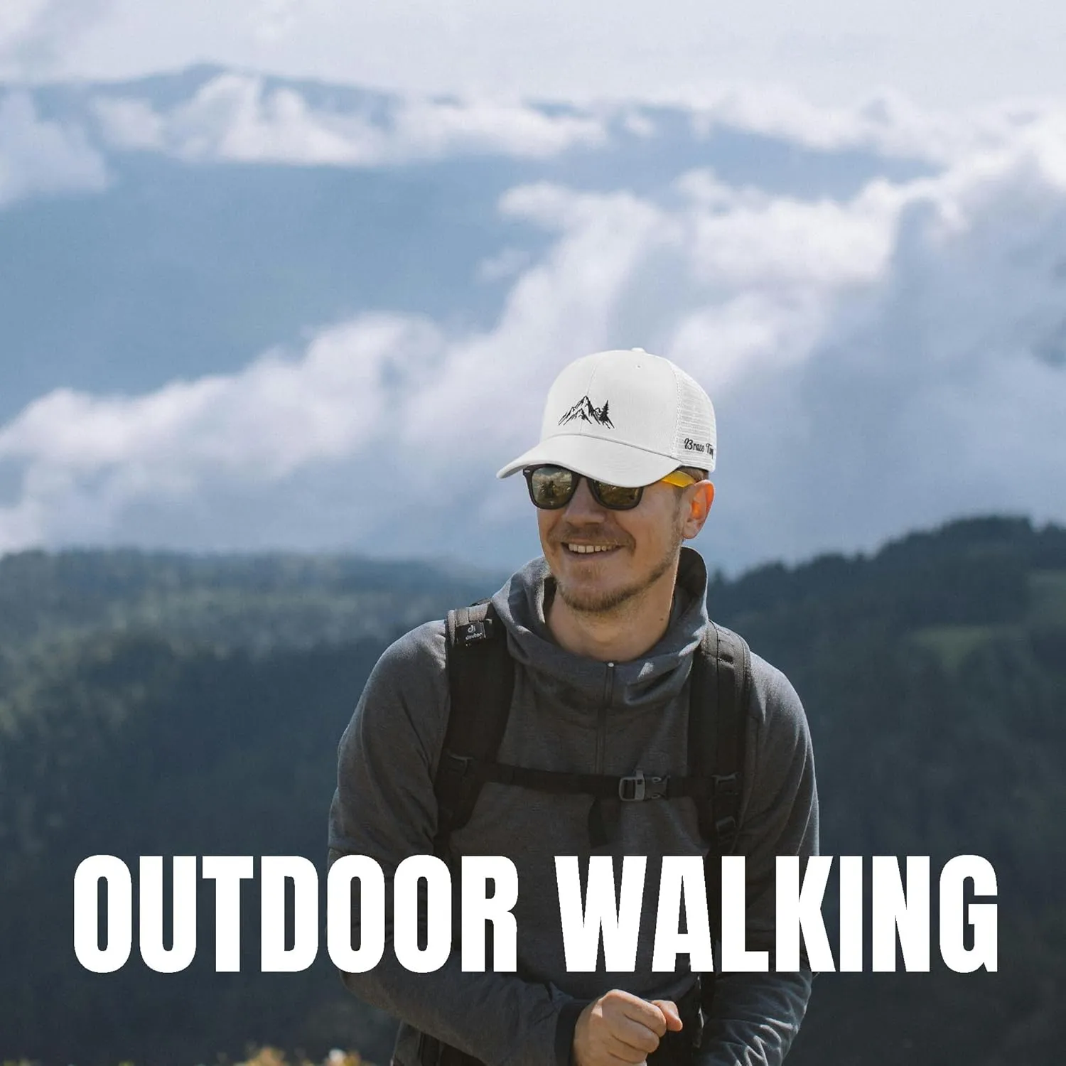 Mountain Trucker Hat for Men Women, Outdoor Gifts Cap for Summer Winter