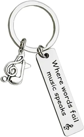 Music Teacher Keychain Appreciation Christmas Gifts Inspirational Gifts for Musicians Key Ring Musical Note Charm Keychain