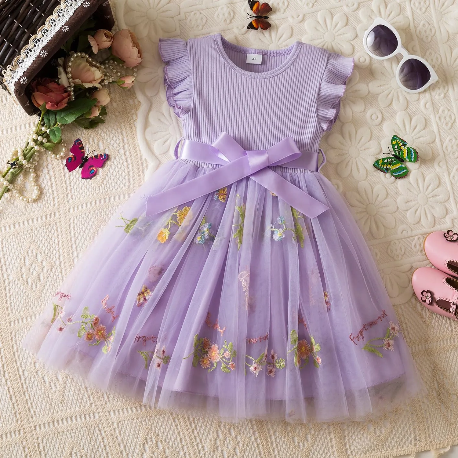 Nileafes Toddler Girl Tulle Dress Casual Summer Princess Dresses