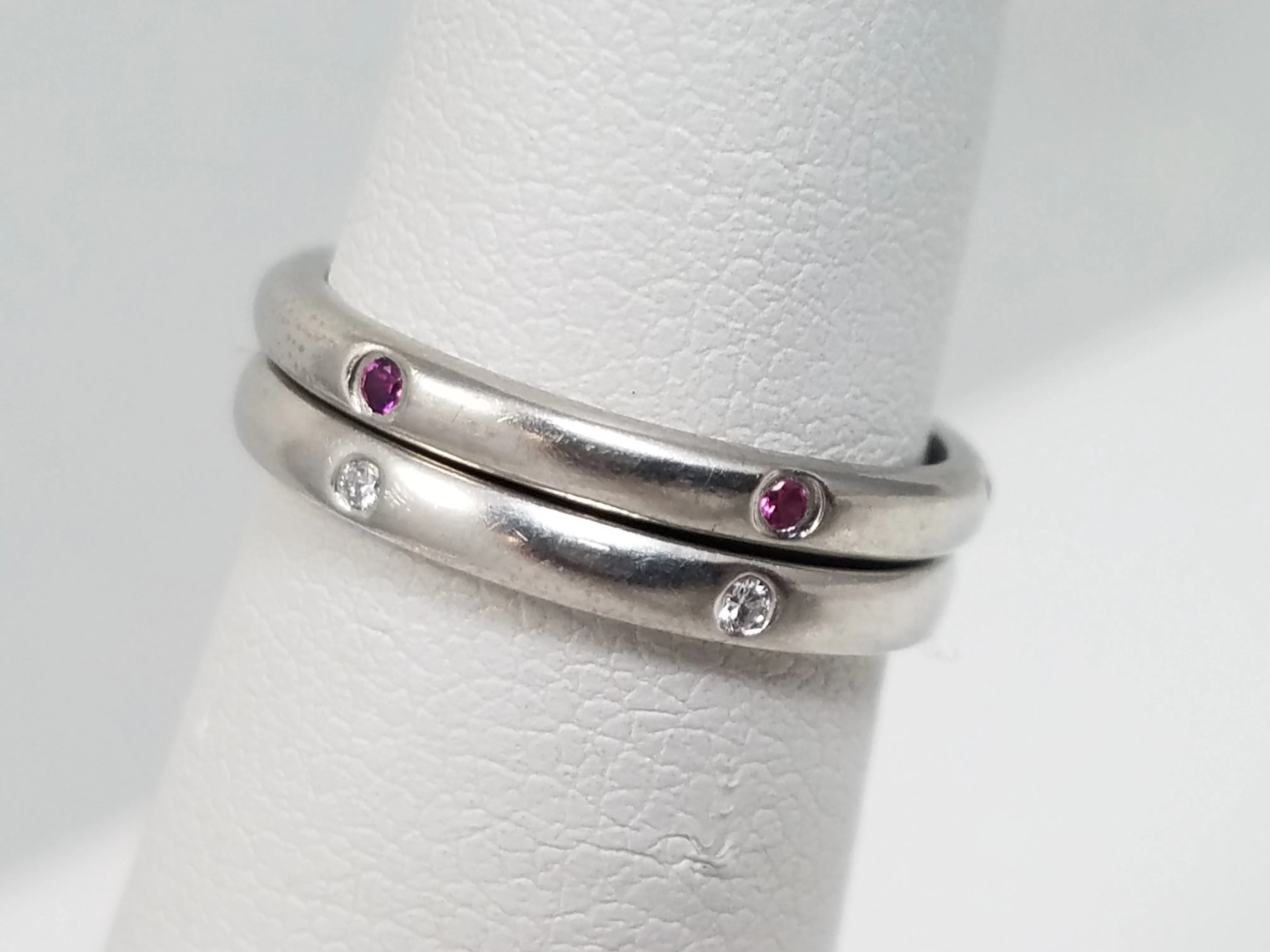 Platinum Gemstone Stacking Eternity Bands